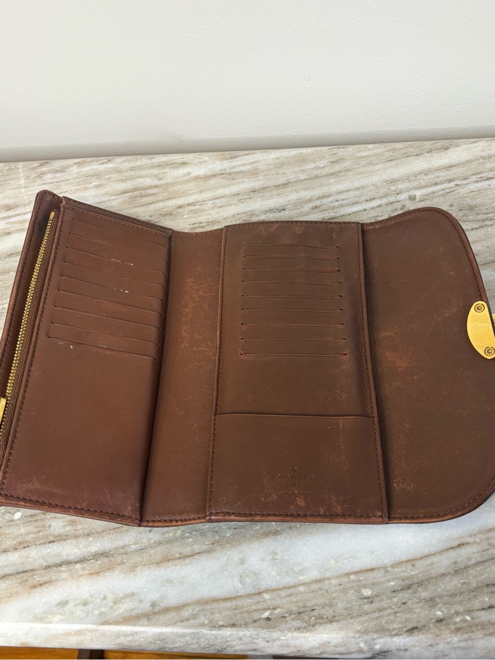 Louis Vuitton Mahina Leather Long Wallet Brown Perforated Monogram - Picture 9 of 14